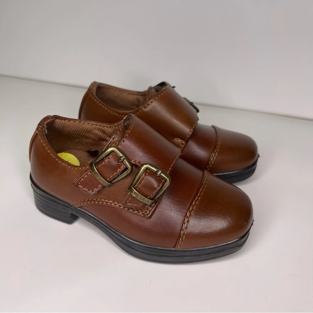 Deer Stags Boys Double Strap Cap Toe Dress Shoes Congac Brown Size 5 Infant Baby